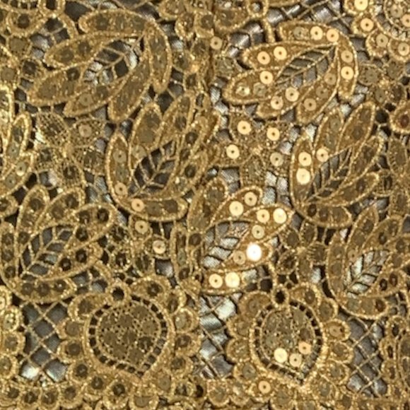 Vintage Nipon Night Black and Lace gold  Sequin Strapless Dress Size 6 - Picture 3 of 10